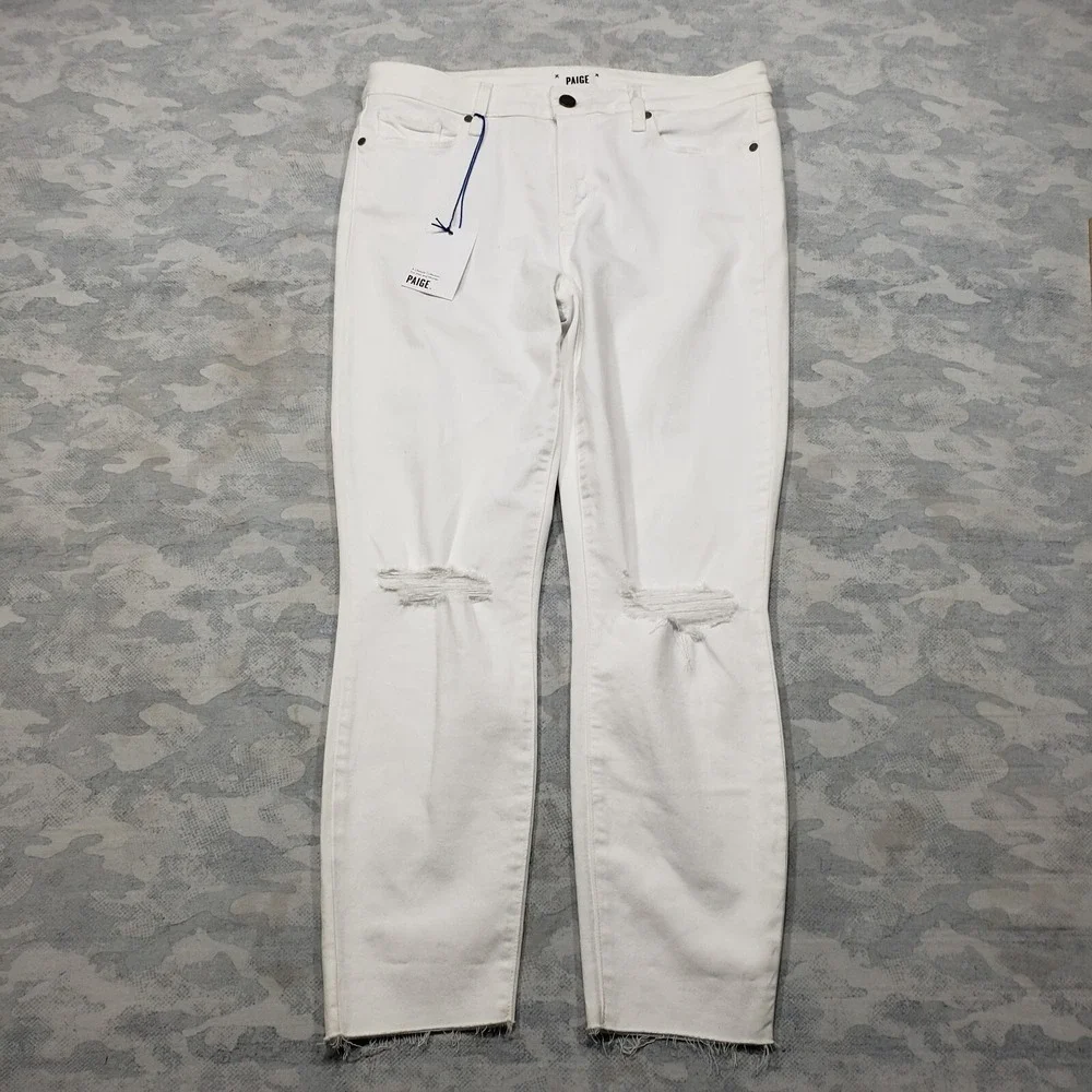 Paige Jeans Womens 31 White Verdugo Cropped Distressed NWT